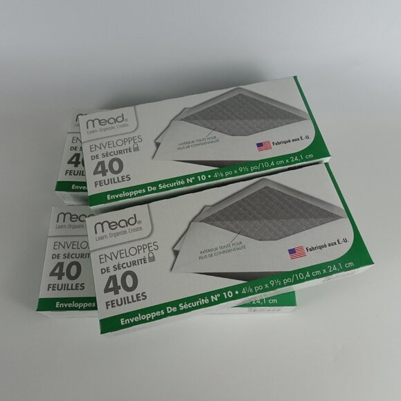 4 Boxes MEAD #10 WHITE Security Envelopes 40 each - Picture 2 of 4